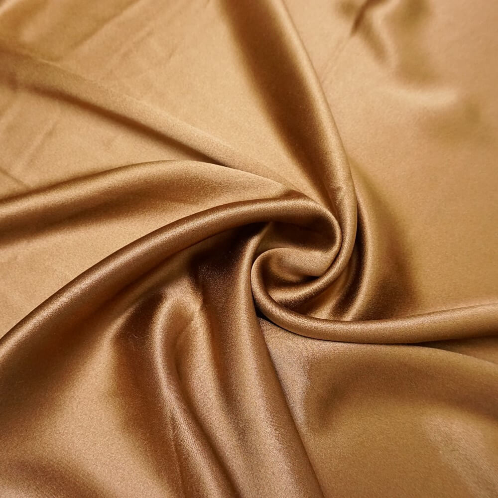 Close up of bronze silk  fabric