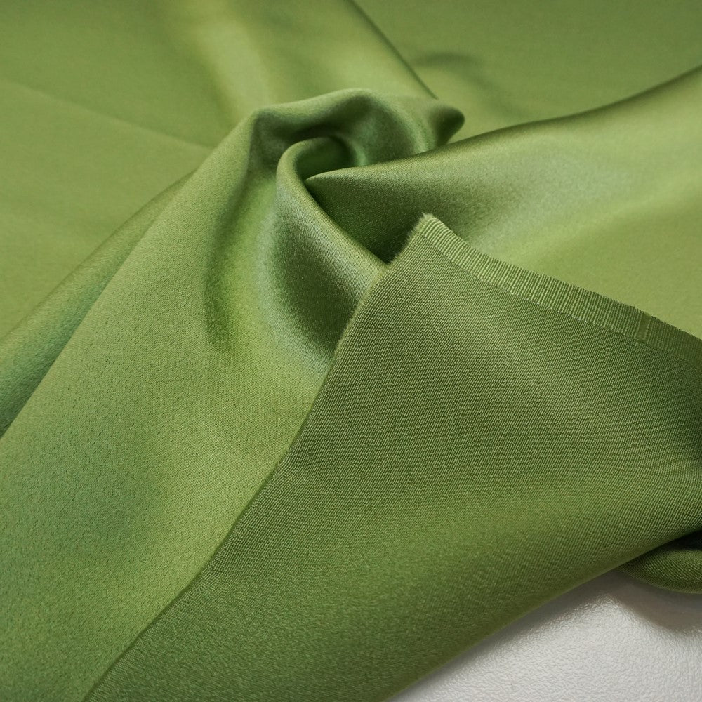 Close up of green silk fabric